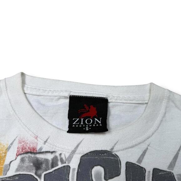 Zion Rootswear Bob Marley Uprising T-Shirt Size S White Reggae Graphic VTG 90s - Picture 3 of 8